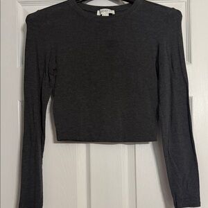 Forever 21 Charcoal Long Sleeve Crop Top
